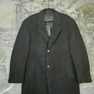 Lauren Ralph Lauren Top Mens 42 Long Black Cashmere Blend Italy Overcoat